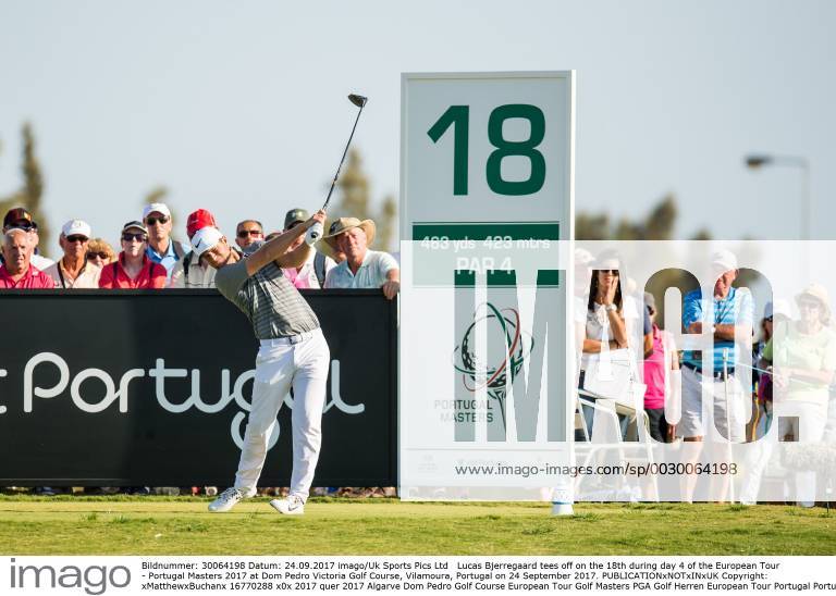 Lucas Bjerregaard tees off on the 18th during day 4 of the European Tour - Portugal Masters 2017 at Dom Pedro Victoria Golf Course, Vilamoura, Portugal on 24 September 2017.
