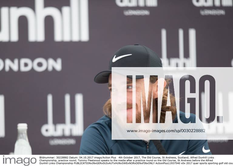 4th October 2017, The Old Course, St Andrews, Scotland; Alfred Dunhill Links Championship, practice round; Tommy Fleetwood speaks to the media after a practice round on the Old Course, St Andrews before the Alfred Dunhill Links Championship ActionPlus11937540