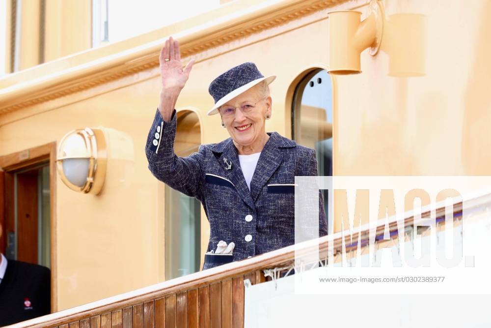 Denmark Queen Margrethe arrives in Vordingborg during the 1st day of her annual summer cruise on the Royal yacht Dannebrog. Â