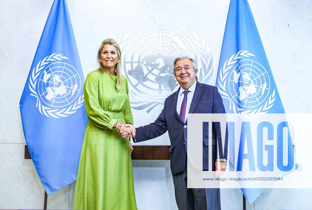 Her Majesty QUEEN MAXIMA of the Netherlands, meets with UN Secretary-General, ANTONIO GUTERRES in the United Nations, Headquarters. The Queen is special advocate of the Secretary-General for inclusive finance for development New York USA - ZUMAo116 20230829_znp_o116_059
