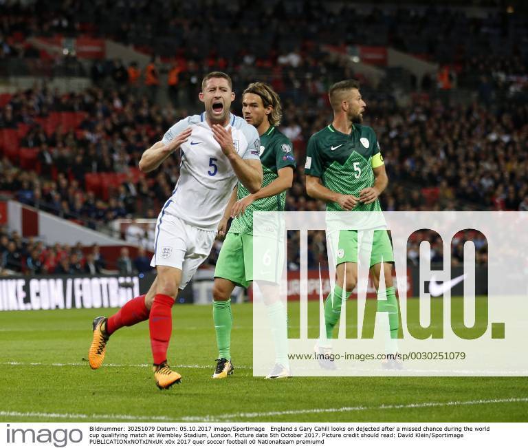 England s Gary Cahill looks on dejected after a missed chance during the world cup qualifying match at Wembley Stadium, London. Picture date 5th October 2017. Picture credit should read: David Klein Sportimage .