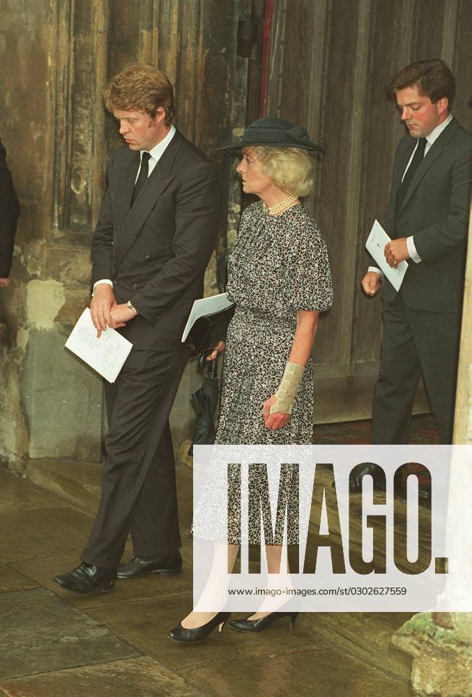 Mrs FRANCES SHAND-KYDD Mother of HRH Princess of Wales with her son 9th EARL SPENCER (Charles Edward Maurice Spencer) Attending the funeral of her mother Ruth, Lady Fermoy, former Lady of the Bedchamber to the Queen Mother COMPULSORY CREDIT: UPPA Pho Mrs FRANCES SHAND-KYDD Mother of HRH Princess of Wales with her son 9th EARL SPENCER (Charles Edward Maurice Spencer) Attending the funeral of her mother Ruth, Lady Fermoy, former Lady of the Bedchamber to the Queen Mother COMPULSORY CREDIT: UPPA Photoshot Photo UGL 006223 C-06a 15.07.1993, Credit:Photoshot Avalon United Kingdom