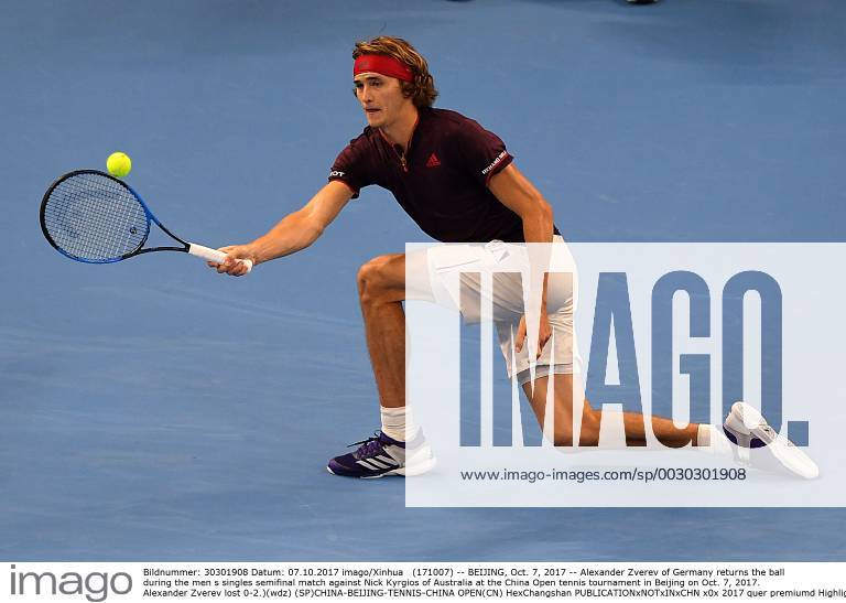 (171007) -- BEIJING, Oct. 7, 2017 -- Alexander Zverev of Germany returns the ball during the men s singles semifinal match against Nick Kyrgios of Australia at the China Open tennis tournament in Beijing on Oct. 7, 2017. Alexander Zverev lost 0-2.)(wdz) (SP)CHINA-BEIJING-TENNIS-CHINA OPEN(CN) HexChangshan