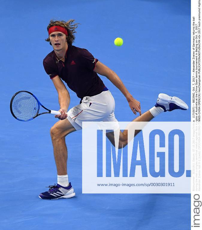 (171007) -- BEIJING, Oct. 7, 2017 -- Alexander Zverev of Germany returns the ball during the men s singles semifinal match against Nick Kyrgios of Australia at the China Open tennis tournament in Beijing on Oct. 7, 2017. Alexander Zverev lost 0-2.)(wdz) (SP)CHINA-BEIJING-TENNIS-CHINA OPEN(CN) HexChangshan