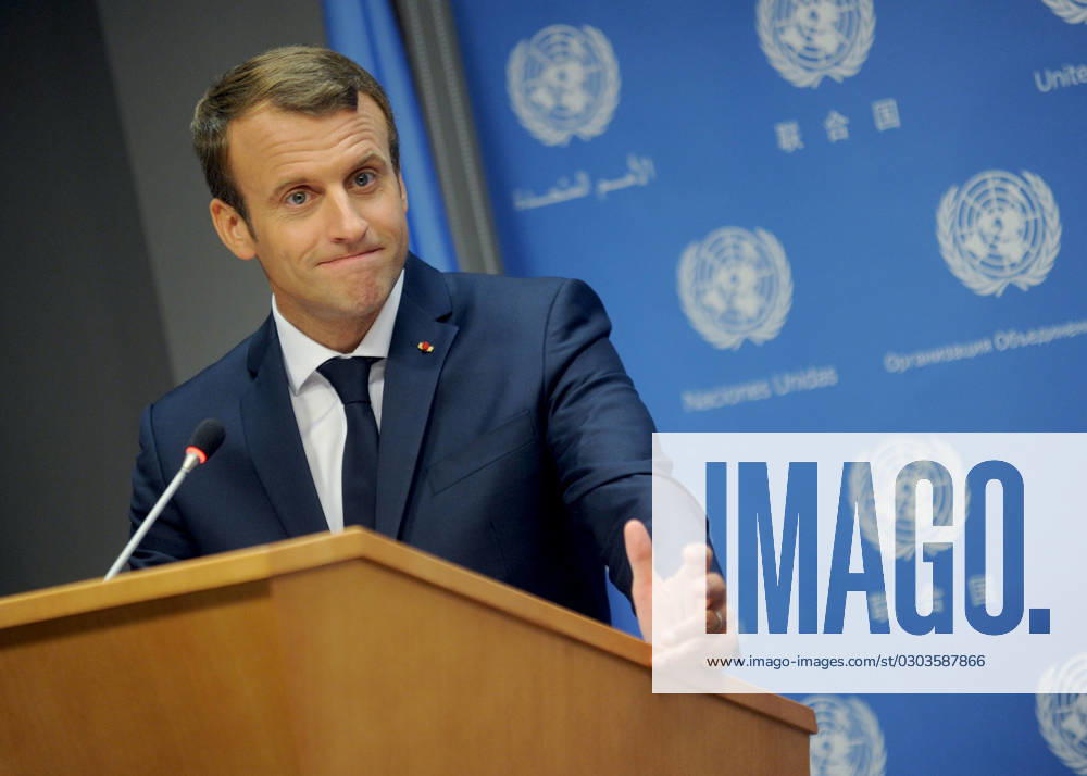 French President Emmanuel Macron speaking at the United Nations in New York French President Emmanuel Macron speaking at the United Nations in New York, Credit:Dennis Van Tine Avalon