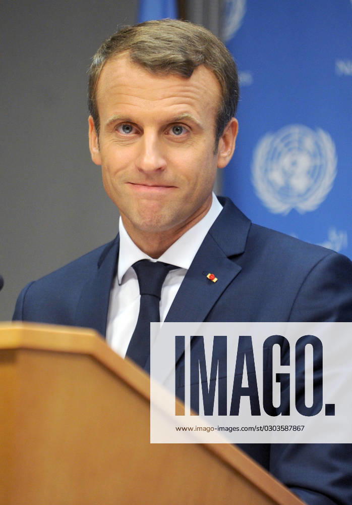French President Emmanuel Macron speaking at the United Nations in New York French President Emmanuel Macron speaking at the United Nations in New York, Credit:Dennis Van Tine Avalon