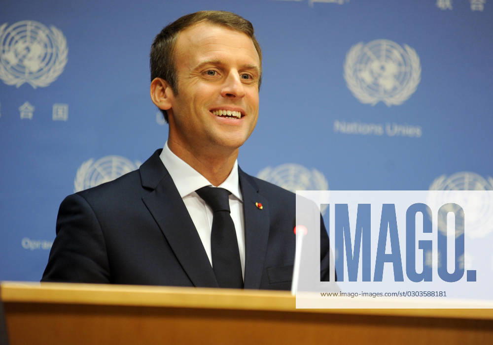 French President Emmanuel Macron speaking at the United Nations in New York French President Emmanuel Macron speaking at the United Nations in New York, Credit:Dennis Van Tine Avalon