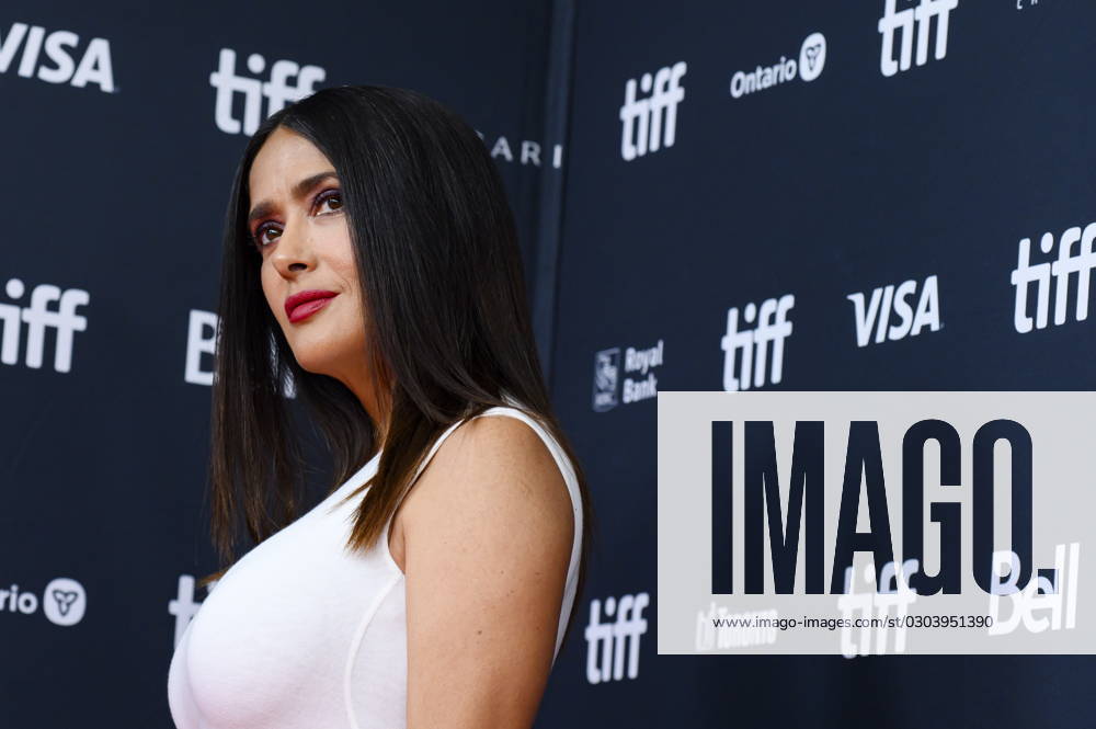 Salma Hayek Pinault is photographed on the red carpet for the film El Sabor de la Navidad during the Toronto International Film Festival, in Toronto on Wednesday, September 13, 2023. Toronto Canada - ZUMAc35_ 20230913_zaf_c35_077