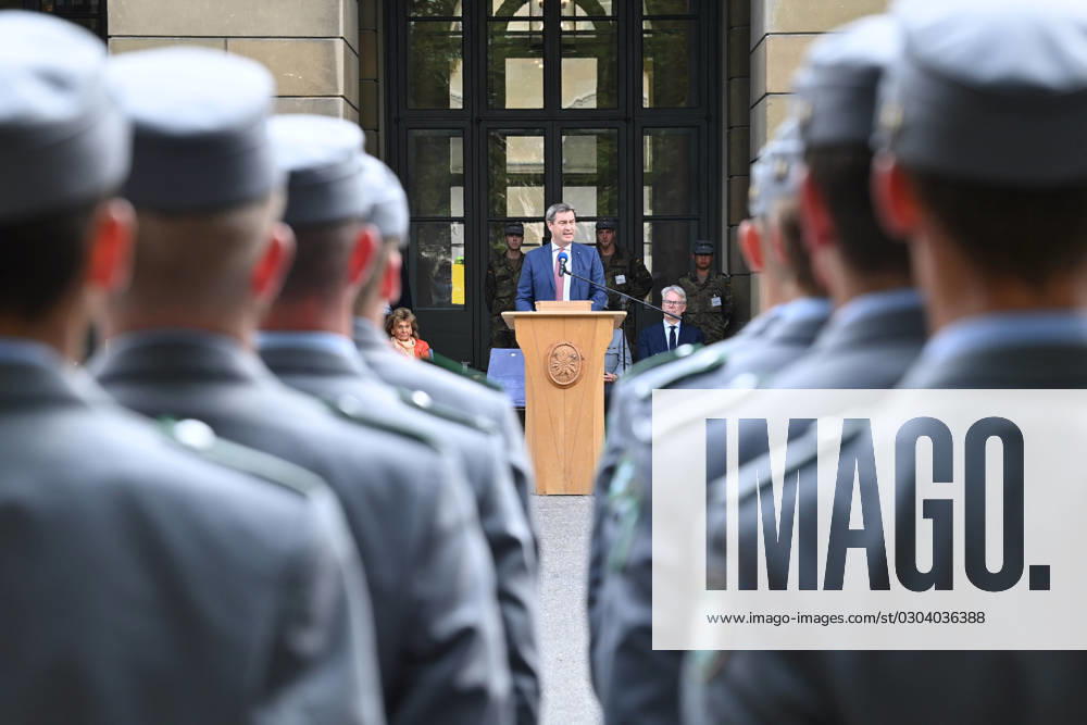 Rede Markus SOEDER (Ministerpraesident Bayern und CSU Vorsitzender).Feierliches Geloebnis der Rekruten im Hofgarten der Residenz in Muenchen am 14.09.2023. Gebirgsjaegerbataillon 232.