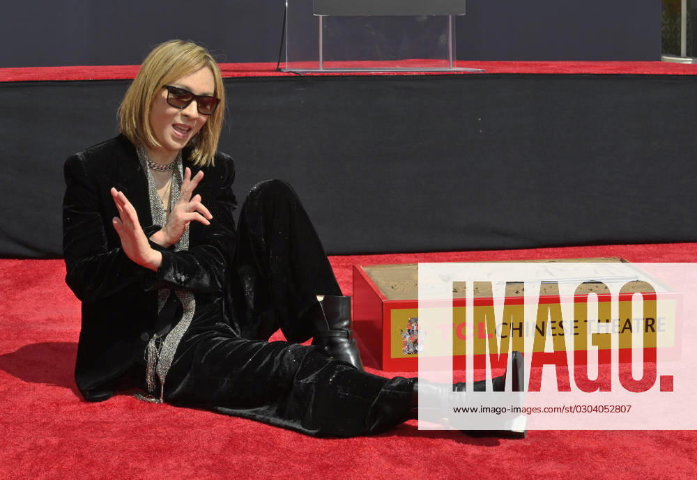 Japanese musician Yoshiki participates in a hand and footprint ceremony immortalizing him in the forecourt of the TCL Chinese Theatre (formerly Grauman s) in the Hollywood section of Los Angeles on Thursday, September 14, 2023. Yoshiki make history by becoming the first Japanese artist to be immortalized in cement since the theatre began this Hollywood tradition in 1927. LAP2023091418 JIMxRUYMEN