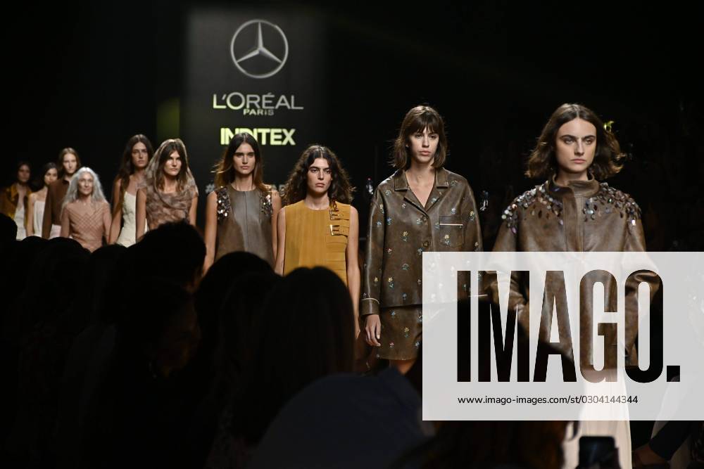 A model wears at collection runway a creation from Custo Barcelona during Pasarela Cibeles Mercedes Benz Fashion Week Madrid 2023 in Madrid, on Friday, 15 September 2023 Cordon Press