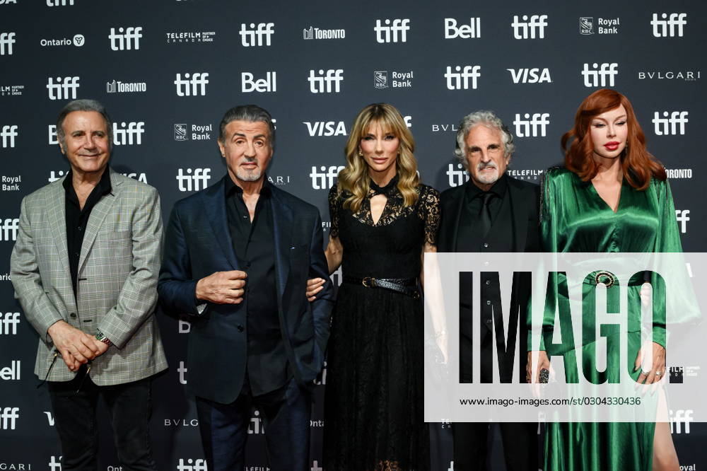 Toronto International Film Festival TIFF, Sly Screening September 16, 2023, Toronto, ON, Canada: Frank Stallone, from left to right, Sylvester Stallone, Jennifer Flavin Stallone, John Herzfeld and Rebekah Chaney are photographed on the red carpet for the film öÄuSLYöÄù during the Toronto International Film Festival, in Toronto, Saturday, Sept. 16, 2023. Toronto Canada - ZUMAc35_ 20230916_zaf_c35_167