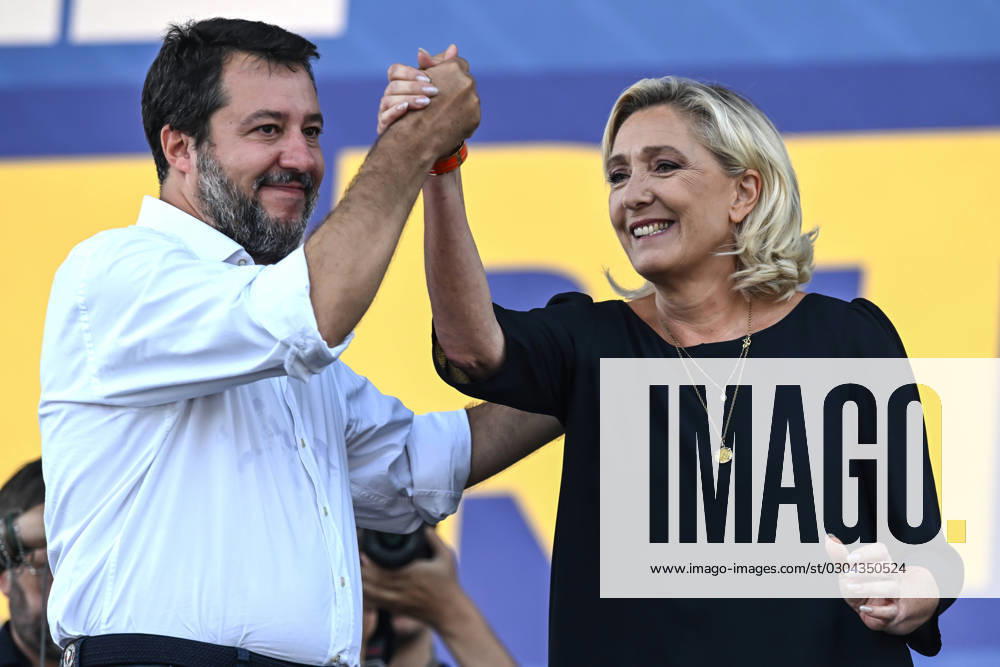 Db Pontida Bg 17 09 2023 rally Lega photo Daniele Buffa Image in photo Matteo Salvini Marine Le Pen
