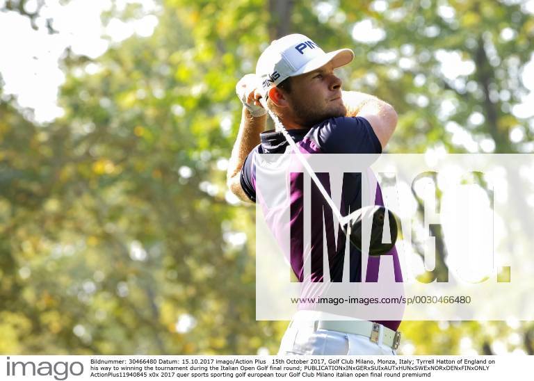 15th October 2017, Golf Club Milano, Monza, Italy; Tyrrell Hatton of England on his way to winning the tournament during the Italian Open Golf final round; ActionPlus11940845