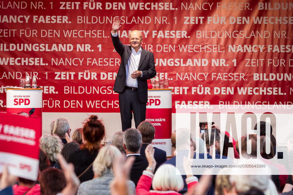 Baunatal SPD-Wahlkampfveranstaltung mit Nancy Faeser und Bundeskanzler Olaf Scholz zur Landtagswahl 2023 in Hessen SPD-Wahlkampfveranstaltung mit Bundeskanzler Olaf Scholz zur Landtagswahl 2023 in Hessen, 23. September 2023, Marktplatz Baunatal Hessen Deutschland,