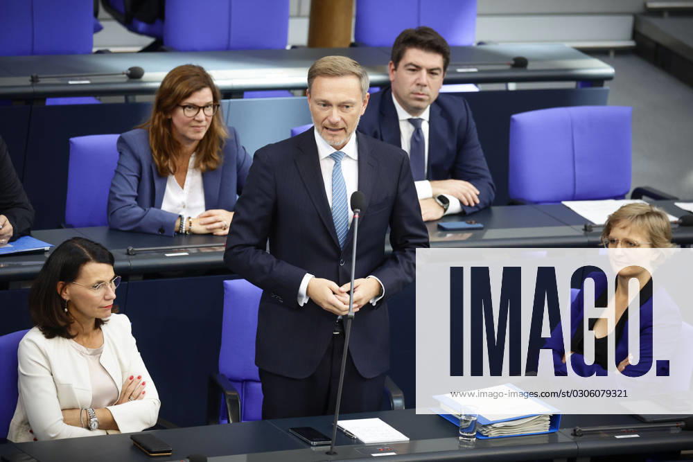 Christian Lindner (FDP), Bundesminister der Finanzen, aufgenommen waehrend einer Regierungsbefragung im Deutschen Bundestag. Berlin, 27.09.2023. Berlin Deutschland