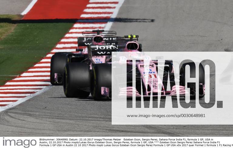 Esteban Ocon, Sergio Perez, Sahara Force India F1, formula 1 GP, USA in Austin, 22.10.2017 Photo:mspb Lukas Gorys Esteban Ocon, Sergio Perez, formula 1 GP, USA