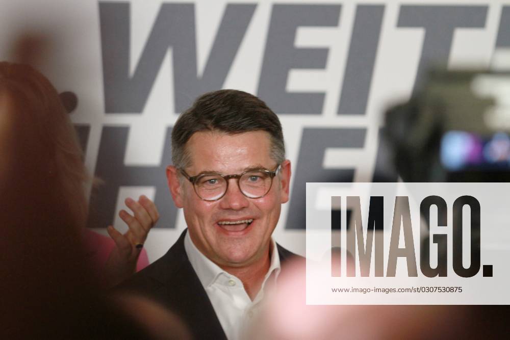 Wiesbaden, Hessen, Deutschland, 08.10.2023: Landtagswahl in Hessen: Ministerpräsident und CDU-Spitzenkandidat Boris Rhein hält eine Rede auf der CDU-Wahlparty