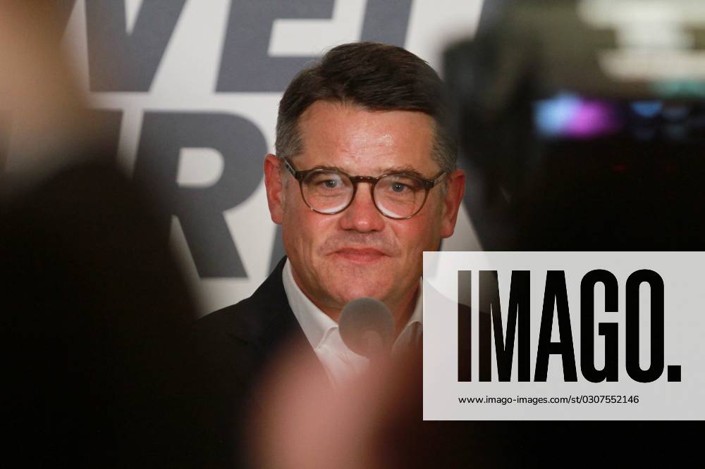 Wiesbaden, Hessen, Deutschland, 08.10.2023: Landtagswahl in Hessen: Ministerpräsident und CDU-Spitzenkandidat Boris Rhein hält eine Rede auf der CDU-Wahlparty