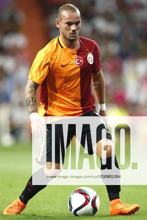 MADRID, 17-08-2015. Santiago Bernabeu Stadium, Santiago Bernabeu trophy. 2015 2016. Real Madrid - Galatasaray. Wesley Sneijder of Galatasaray. Real Madrid - Galatasaray (Santiago Bernabeu trophy)