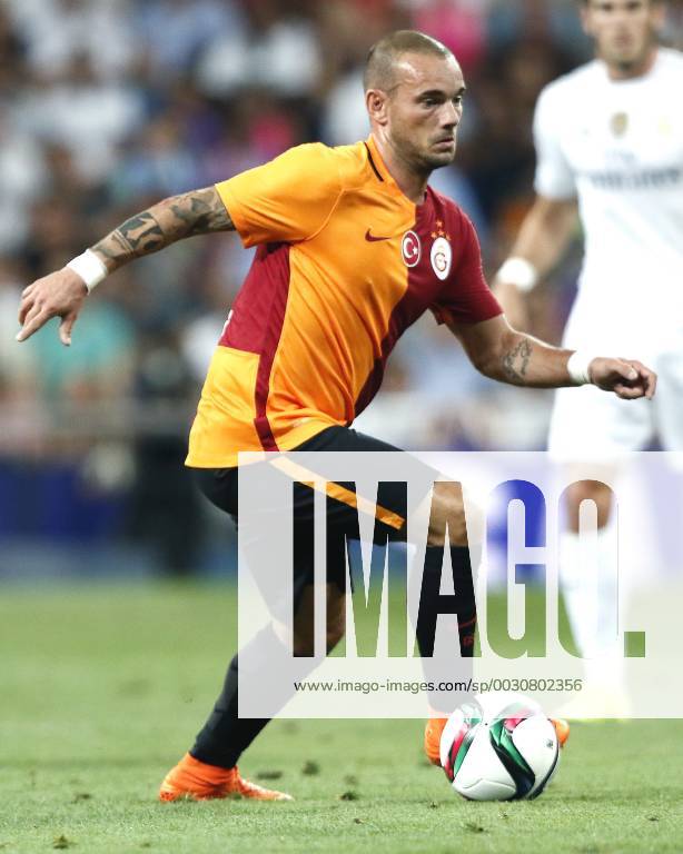 MADRID, 17-08-2015. Santiago Bernabeu Stadium, Santiago Bernabeu trophy. 2015 2016. Real Madrid - Galatasaray. Wesley Sneijder of Galatasaray. Real Madrid - Galatasaray (Santiago Bernabeu trophy)
