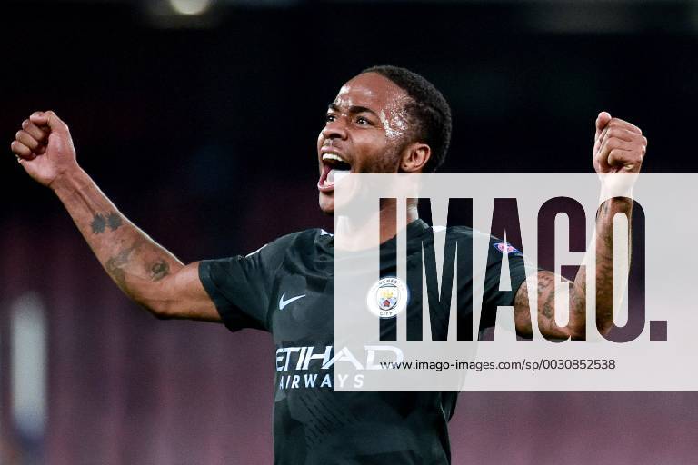 Raheem Sterling of Manchester City celebrates the victory during the UEFA Champions League group F match between Napoli and Manchester City at Stadio San Paolo Naples Italy on 1 November 2017 Photo by Giuseppe Maffia xGiuseppexMaffiax AFP7x xNapolixvxManchesterxCity,xItaly,1thx2017x
