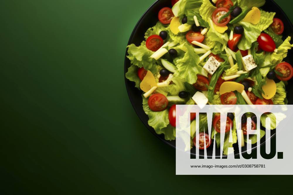 Top view of a fresh and colorful salad bowl, highlighting a mix of wholesome ingredients. Vibrant Healthy Salad Bowl
