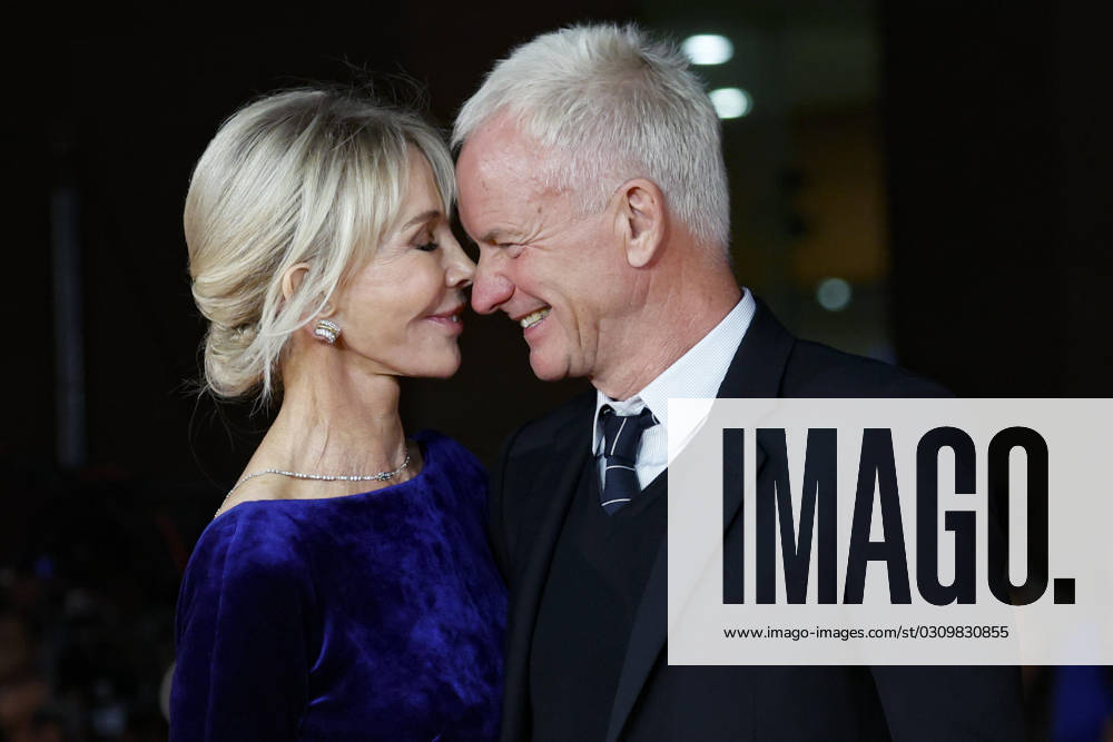 Filmfest in Rom, Posso entrare An ode to Naples Premiere October 23, 2023, ROME, ITALY: British musician Sting (R) and his wife director Trudie Styler (L) arrive for the screening of the movie ˜Posso entrare? An ode to Naples at the 18th annual Rome International Film Fest in Rome, Italy, 23 October 2023. The Festa del Cinema di Roma runs from 18 to 29 October 2023. ANSA FABIO FRUSTACI ROME ITALY - ZUMAa110 20231023_zaf_a110_088