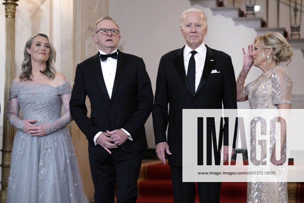 US President Joe Biden with First Lady Jill Biden greets Australian Prime Minister Anthony Albanese and Ms. Jodie Haydon on arrival for the State Dinner at the White House in Washington, DC on Wednesday, October 25, 2023. WAX20231025256 YurixGripas