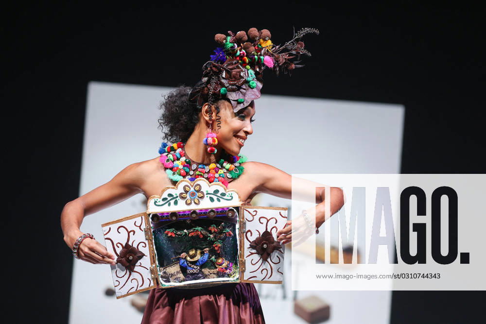 Salon Du Chocolat 2023 Opening Night Runway - Paris Ophely Mezino walks the runway during the opening night of the Salon du Chocolat - Paris 2023 - wearing the Pastry Chef Christophe Bertrand et Nicolas Morin, and the dress designer Ricardo Davila, at the Chocolate Fair At Porte de Versailles on October 27, 2023 in Paris, France. Photo by Nasser Berzane ABACAPRESS.COM Paris France
