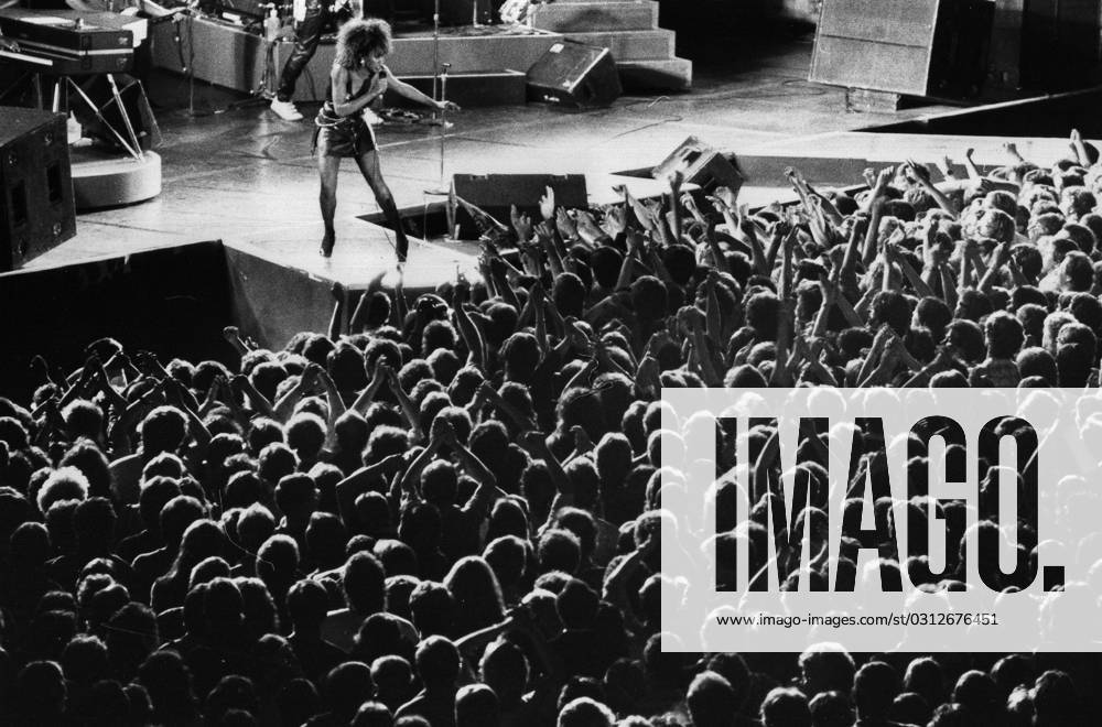 Die amerikanische Sängerin Tina Turner bei einem Auftritt in der Schleyerhalle Stuttgart in den 1980er Jahren