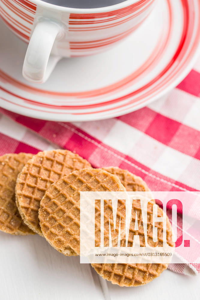 Sweet waffle biscuits. Sweet waffle biscuits on checkered napkin.