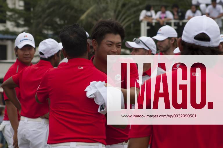 Kuala Lumpur, Kuala Lumpur, Malaysia - Yuta Ikeda and Team Asia is seen having a great moment even they had lose the EurAsia Cup 2018....EurAsia Cup is a biennial men professional team golf tournament between Europe and Asia presented by DRB-HICOM. It is held on 12th 14th January 2018 at Glenmarie Golf & Country Club. Team Asia will be lead by Arjun Atwal (India) as a captain for the team and the vice captain Zhang Lainwei (China) while for the team Europe Thomas Bjorn (Denmark) will be the captain. The Team Europe has win the EurAsia Cup for this year. Malaysia: EurAsia golf tournament Winning ceremony - ZUMAs197 81558912st