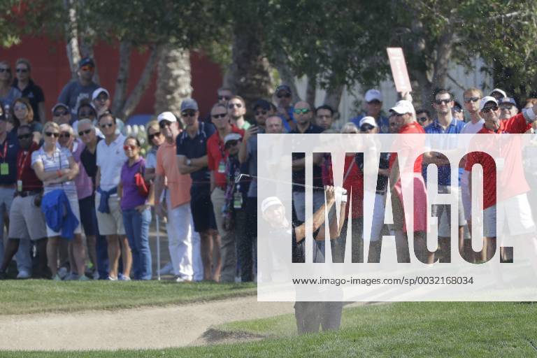 HSBC Abu Dhabi Golf Championship Day Three Dustin Johnson plays his second shot on the 1st hole on Day Three of the HSBC Abu Dhabi Golf Championship at Abu Dhabi Golf Club, UAE. Content Not Available For UK Newspapers