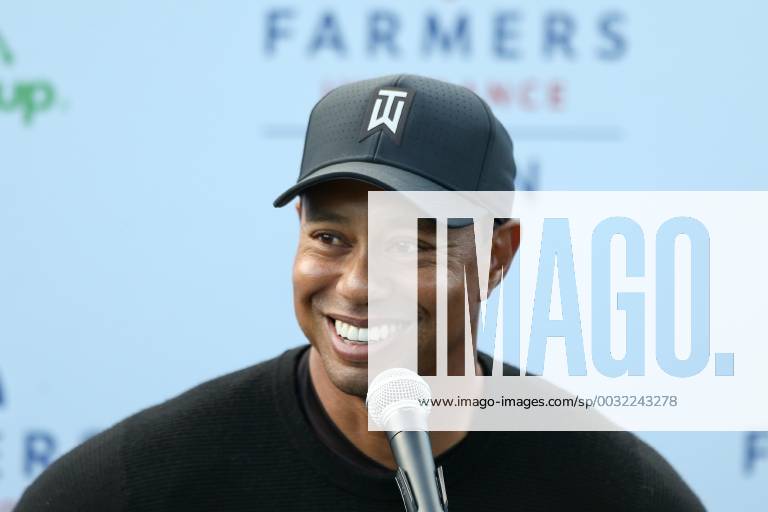 San Diego, California, United States - Tiger Woods speaks to the media after the first round of the 2018 Farmers Insurance Open at Torrey Pines GC. PGA Golf Herren 2018: Farmers Insurance Open - Round 1 - ZUMAw109 20180125_zap_w109_079