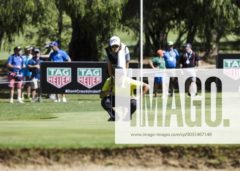 11th February 2018, Lake Karrinyup Country Club, Karrinyup, Australia; ISPS HANDA World Super 6 Perth golf, final round; Min Woo Lee (a) (AUS) lines up his putt ActionPlus11985053