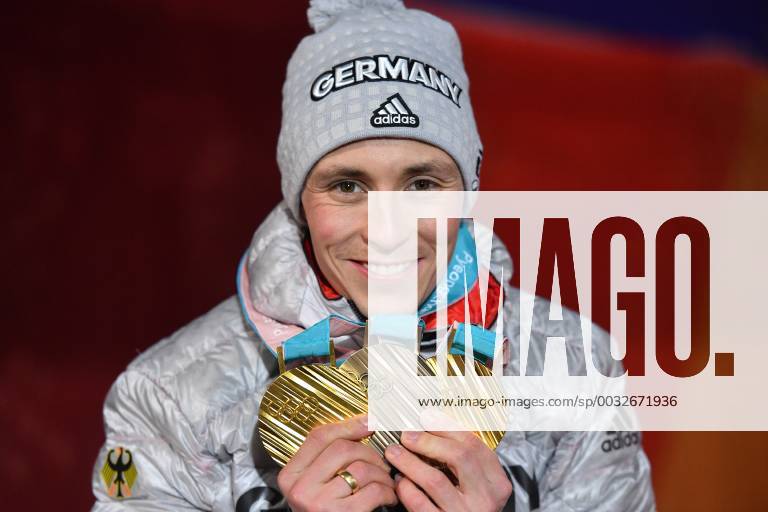 Eric FRENZEL (GER) ist der erfolgreichtste maennliche deutsche Sportler dieser Spiele mit zwei Goldmedaillen und einer Bronzemedaille, Medaillen, Medaille. Nordic Combined, Team Gundersen LH 4x5km Nordische Kombination Teamstaffel,Siegerehrung, Victory Ceremony,PyeongChang Olympic Medals Plaza am 23.02.2018. Olympische Winterspiele 2018, vom 09.02. - 25.02.2018 in PyeongChang Suedkorea.
