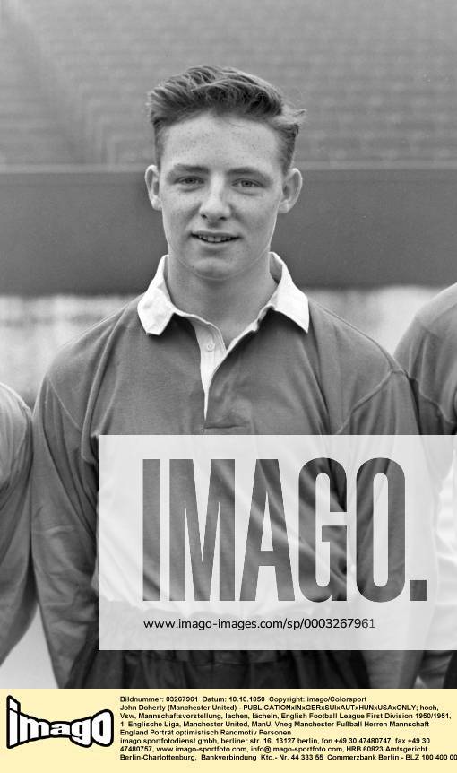 John Doherty (Manchester United) - Fußball Herren English Football League First Division 1950 1951, 1. Englische Liga, Manchester United, ManU, Vneg Porträt Manchester Fußball Herren English Football League First Division 1950 1951, 1. Englische Liga, Manchester United, ManU, Vneg Porträt Manchester