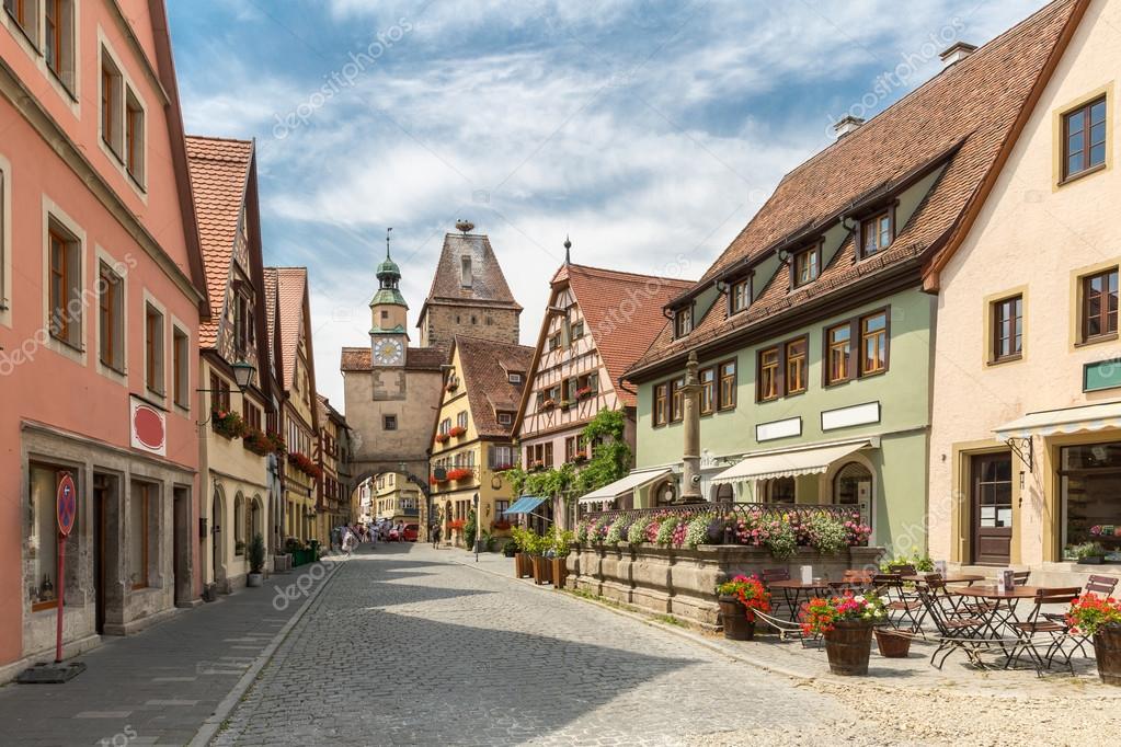 Rothenburg ob der Tauber historic town downtown in Rothenburg ODT , Franconia, Bavaria, Germany