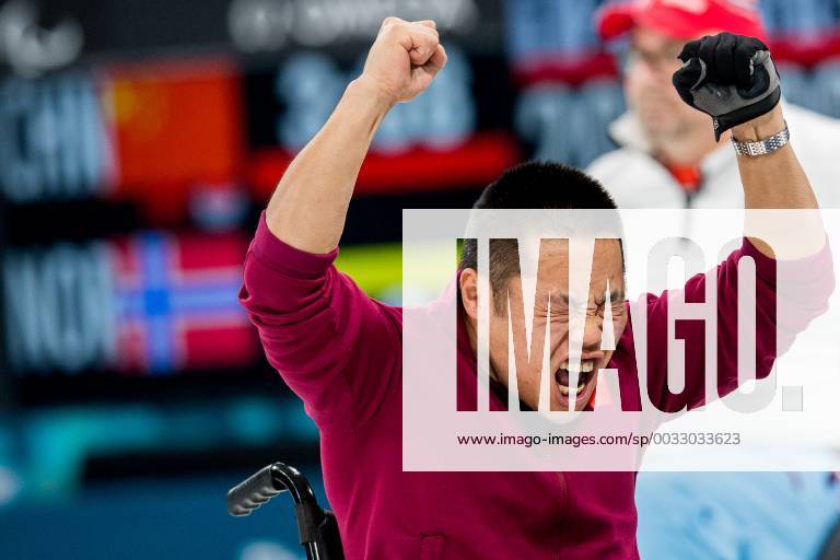 - SPORT 180317 Wei Liu of China celebrates during the wheelchair curling final match between China and Norway during day eight of the 2018 Winter Paralympics on March 17, 2018 in Pyeongchang. Photo: Vegard Wivestad Gr¿tt BILDBYRN kod VG 170135