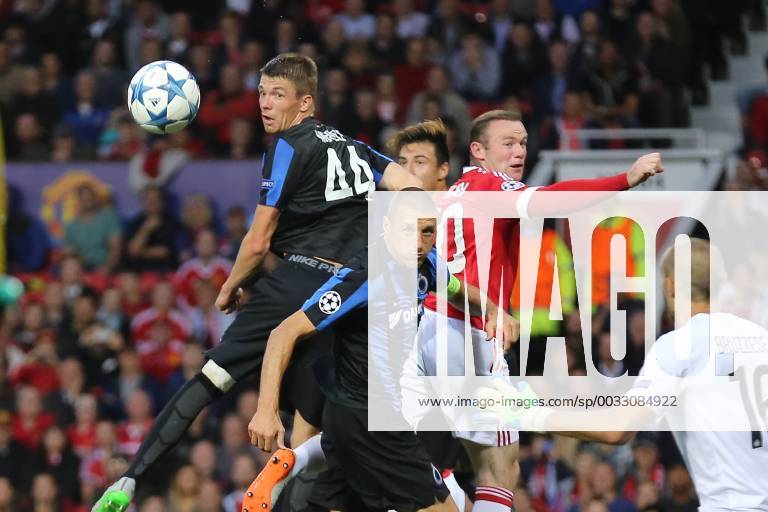 - MANCHESTER, UNITED KINGDOM: Club s Brandon Mechele, Club s Timmy Simons and Manchester s Wayne Rooney fight for the ball during a soccer game between British club Manchester United ManU FC and Belgian team Club Brugge KV in Manchester, United Kingdom, Tuesday 18 August 2015, the first leg of the play-offs for the UEFA Champions League competition. BRUNOxFAHY x84378679x