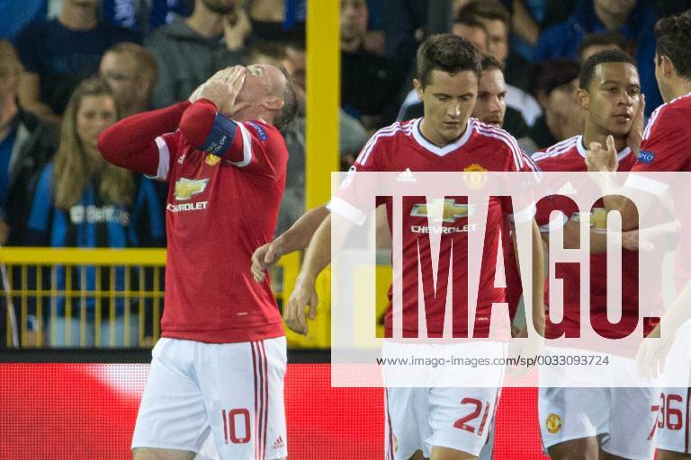 - BRUGGE, BELGIUM: Manchester s Wayne Rooney (L) celebrates with his teammates after scoring during a soccer game between Belgian first league team Club Brugge KV and British club Manchester United ManU FC in Brugge, Wednesday 26 August 2015, the return game of the play-offs of the UEFA Champions League competition. Manchester United won the first leg 3-1. KURTxDESPLENTER x84638033x