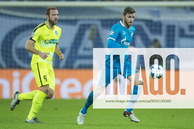 - GENT, BELGIUM: Gent s Laurent Depoitre and Zenit s Nicolas Lombaerts fight for the ball during a soccer game between Belgian team KAA Gent and Russian club FC Zenit Saint Petersburg, Wednesday 09 December 2015, in Gent, the sixth and last day of the group stage the UEFA Champions League competition, in group H. JASPERxJACOBS x88058411x