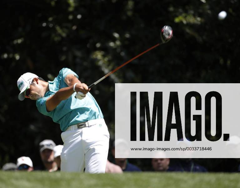 Golf: Matsuyama at Masters Hideki Matsuyama of Japan hits a tee shot on the 11th hole in the first round of the Masters in Augusta, Georgia, on April 5, 2018.