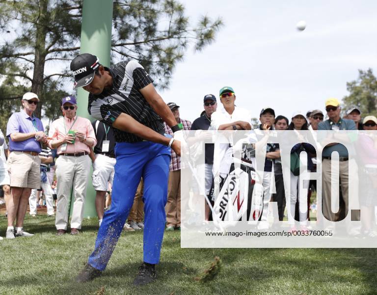 Golf: Masters Tournament 2nd round Hideki Matsuyama of Japan hits his third shot on the second hole during the second round of the Masters Tournament at the Augusta National Golf Club in Augusta, Georgia, on April 6, 2018.