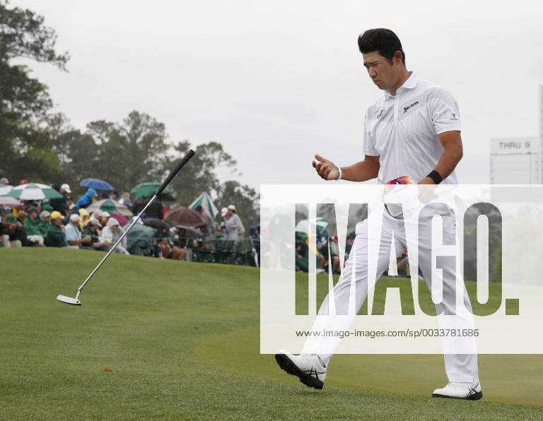 Golf: Masters Tournament 3rd round Hideki Matsuyama of Japan tosses a putter after playing the third round of the Masters Tournament in Augusta, Georgia, on April 7, 2018.