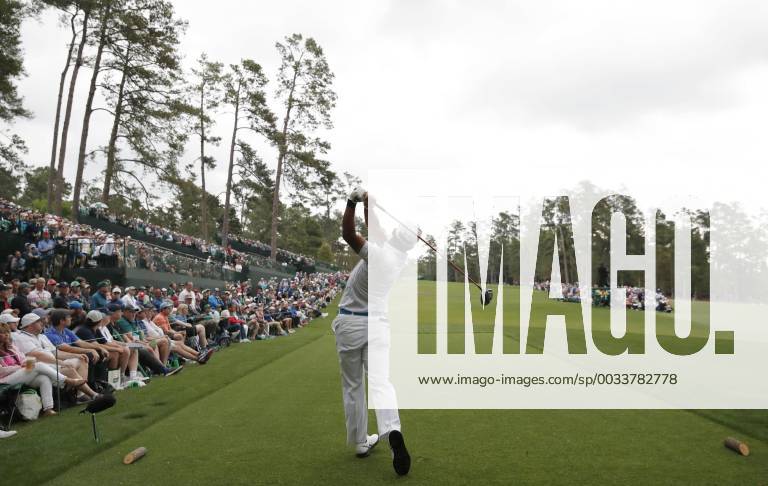 Golf: Masters Tournament 3rd round Hideki Matsuyama of Japan hits his tee shot on the 14th hole in the third round of the Masters Tournament in Augusta, Georgia, on April 7, 2018.