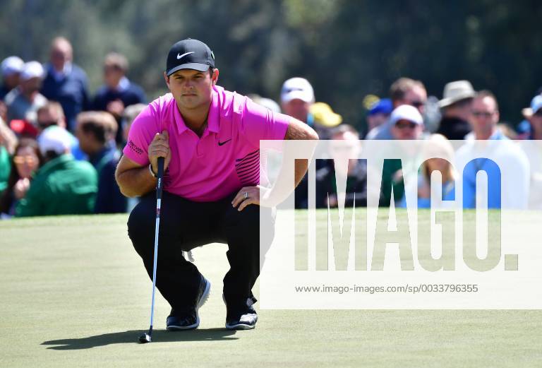 - SPORT Patrick Reed lines up a putt on the 1st hole before making a bogey in the final round of the 2018 Masters Tournament at the Augusta National Golf Club in Augusta, Georgia, on April 8, 2018. AUG20180408102 KEVINxDIETSCH