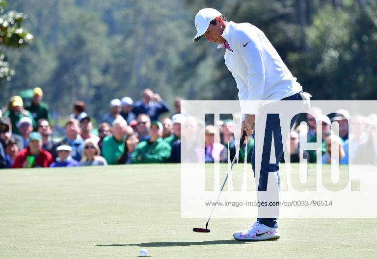 - SPORT Rory McIlroy of Northern Ireland makes a putt for par on the 1st hole in the final round of the 2018 Masters Tournament at the Augusta National Golf Club in Augusta, Georgia, on April 8, 2018. AUG20180408103 KEVINxDIETSCH