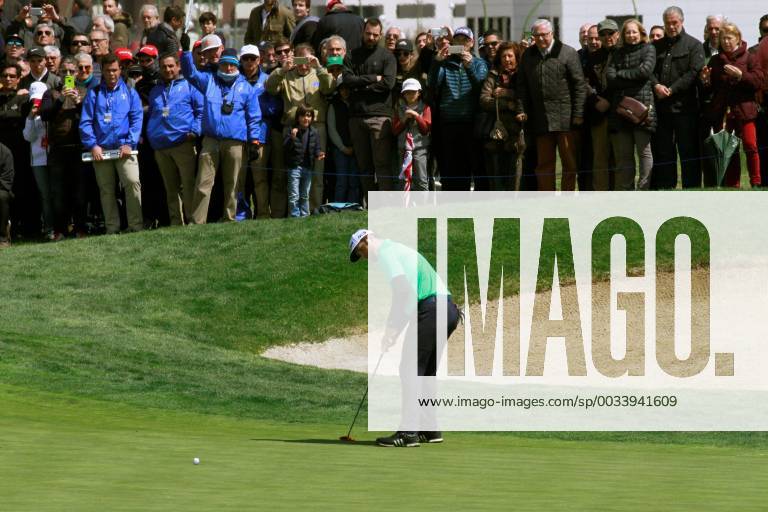 Jon Rahm of Spain hits the ball during the second day of the Spanish Open golf tournament in Madrid, Spain, 13 April 2018. Spanish Open golf tournament !ACHTUNG: NUR REDAKTIONELLE NUTZUNG!